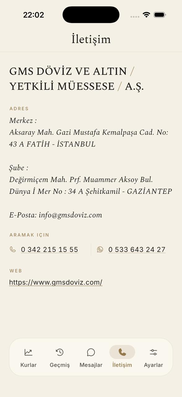 GMS Döviz — ekran 1