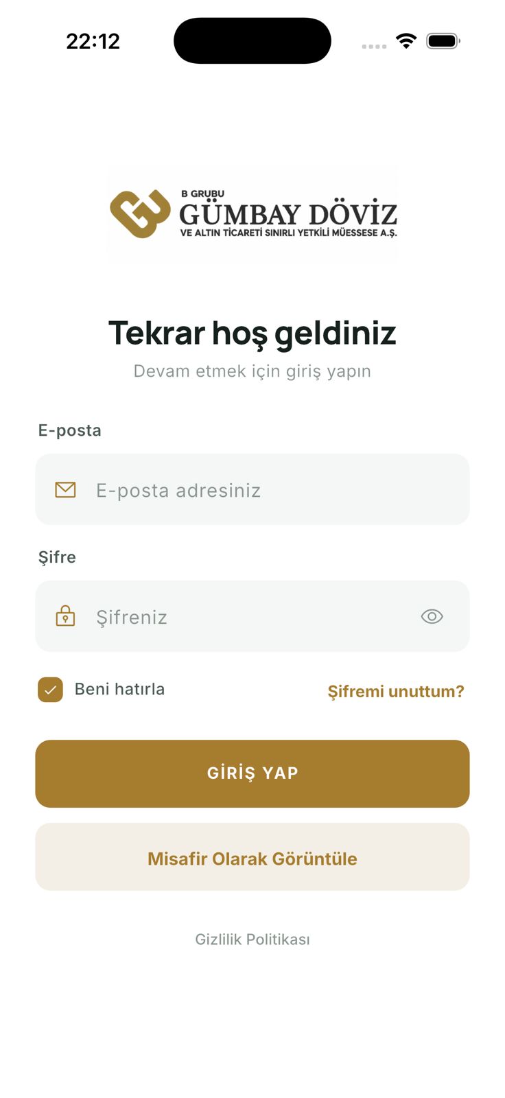 Gümbay Döviz — ekran 1