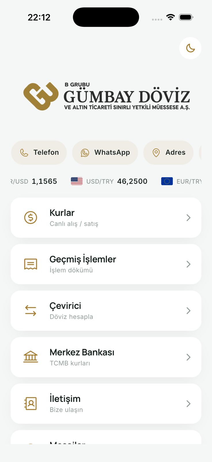 Gümbay Döviz — ekran 2